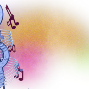 Musical Notes Graphics. Musical notes float against a colorful background.