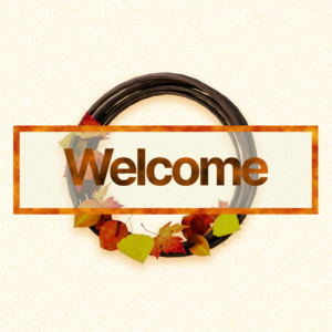 Fall Wreath Social Media. A wreath of fall leaves welcomes everyone.