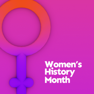 Women's History Month Social Media.. The female symbol against a purple background.