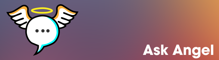 Category header for Ask Angel. Image features an icon of a chatbot for church websites.