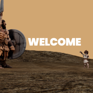 David and Goliath Social Media. The giant Goliath prepares for battle against David.