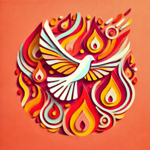 Pentecost stock images. Image of a dove with fire and flames.