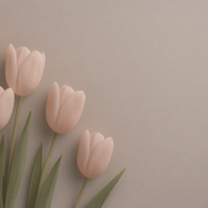Funeral and Memorials Template. Image features pastel tulips across a neutral background.