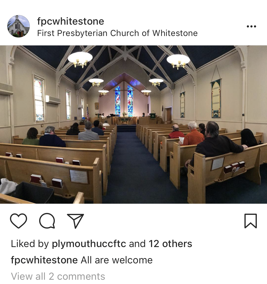 Social media post from a church in NY