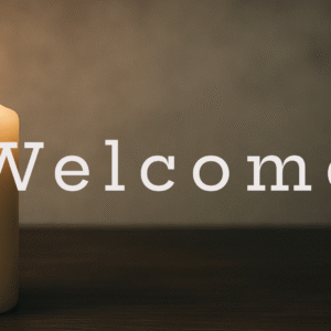 Funeral and Memorials Template. Image features a lit candle against a darker neutral background.