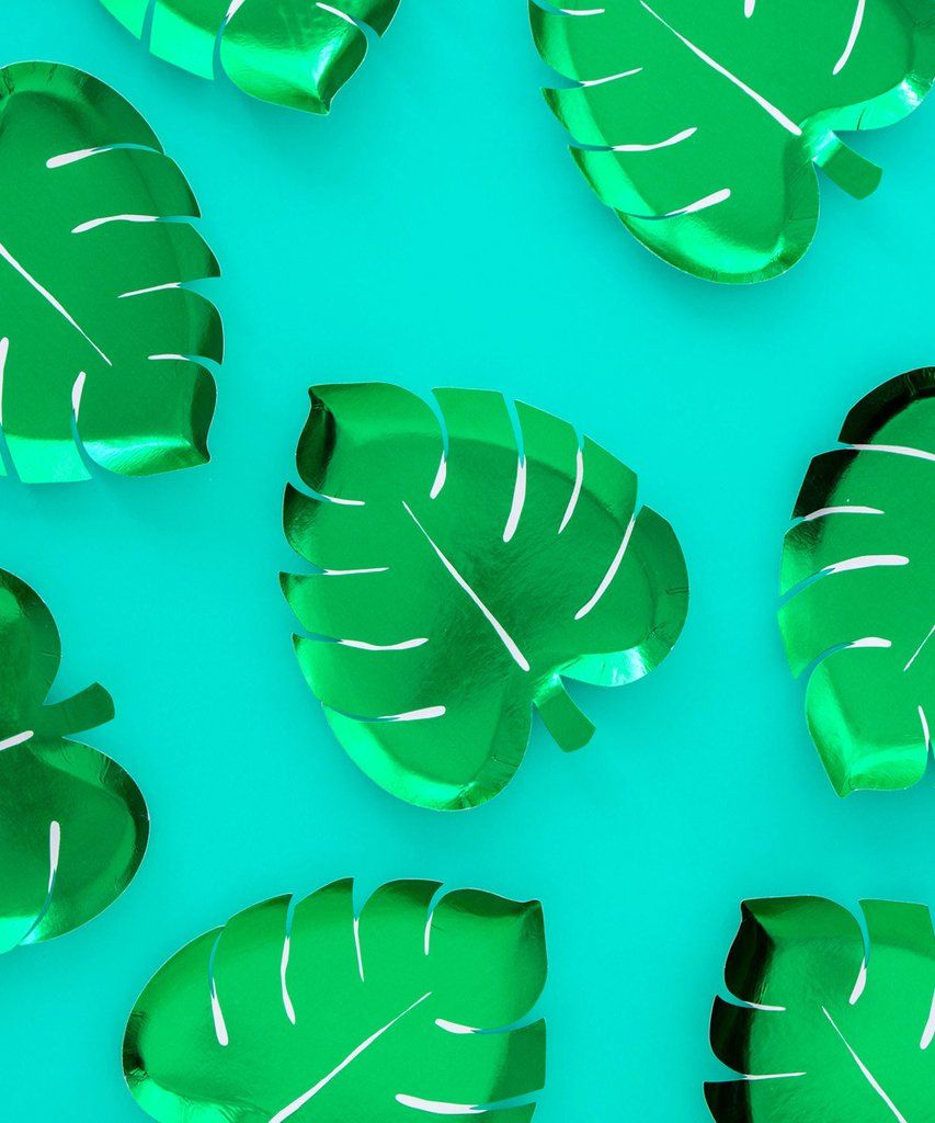 Paper plates shaped like palm fronds