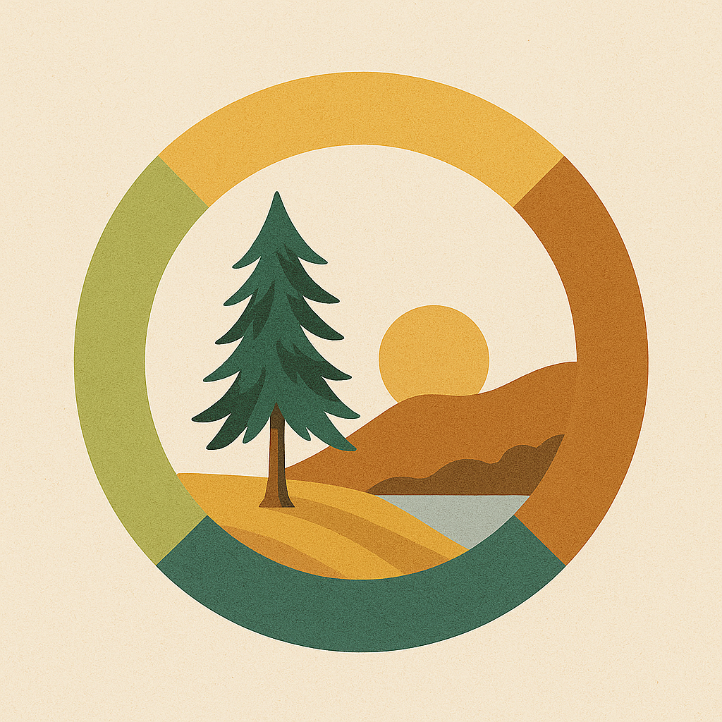 Image features a nature scene inside a circle - a symbol of the Indigenous view of time.