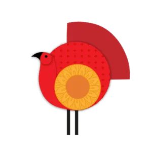 Thankful Graphics red bird with yellow sunflower center and black legs, geometric illustration style, worship background for church slides — worship background for church slides for progressive churches