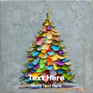 Radiant Evergreen Tree made of colorful paint strokes layered on textured gray background, dynamic and vibrant holiday worship template PowerPoint — PowerPoint worship template for progressive churches