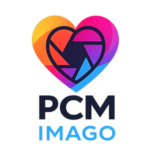 PCM Imago logo. Rainbow-colored Aperture shaped like a heart.