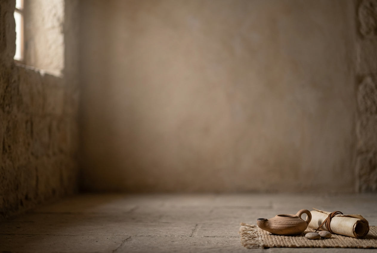 Holy Week Worship Graphics - image features an empty ancient sanctuary