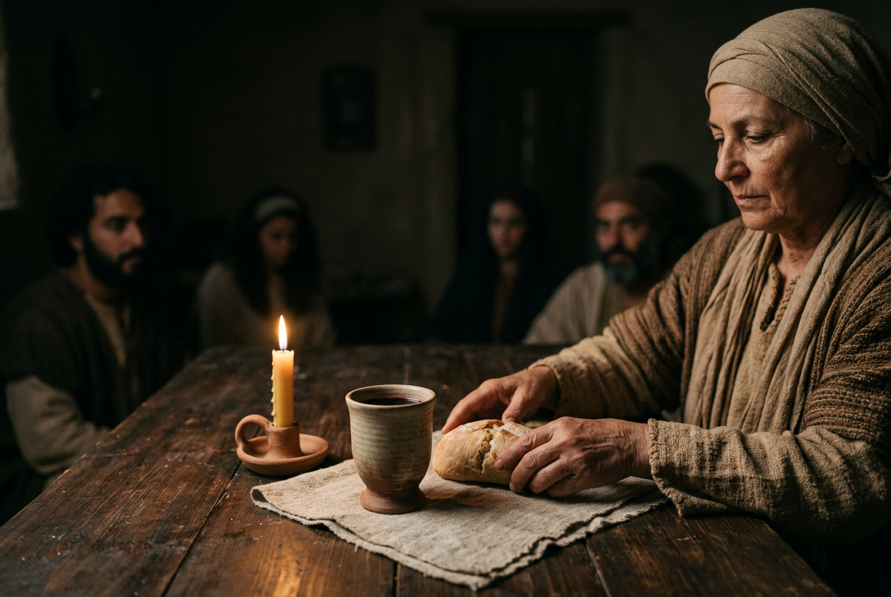 Holy Week Worship Graphics - image features a celebration of Communion for Maundy Thursday