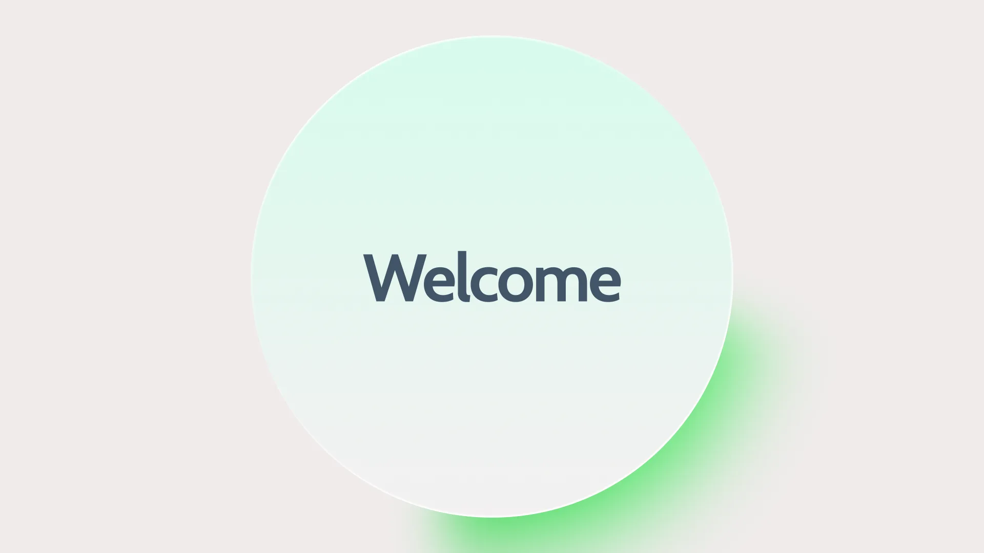 Luminous welcome orb with soft green gradient halo on pale background, modern greeting design for church visitors and members