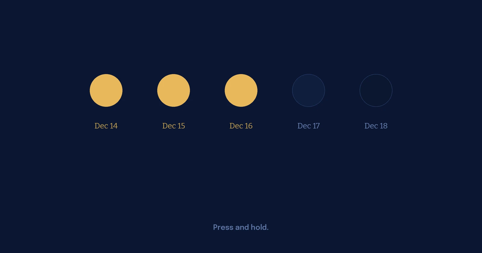 An Advent calendar day being lit by pressing and holding, then revealing the day's reading and daily act.